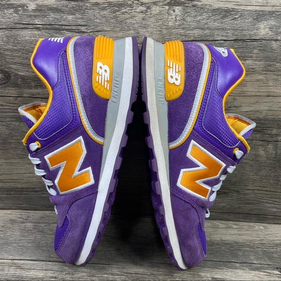 New Balance 574 Purple Gold Suede 